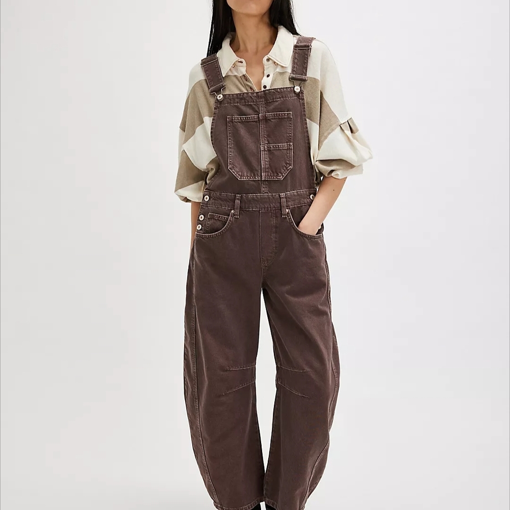 We The Free Barrel-Leg Denim Overalls